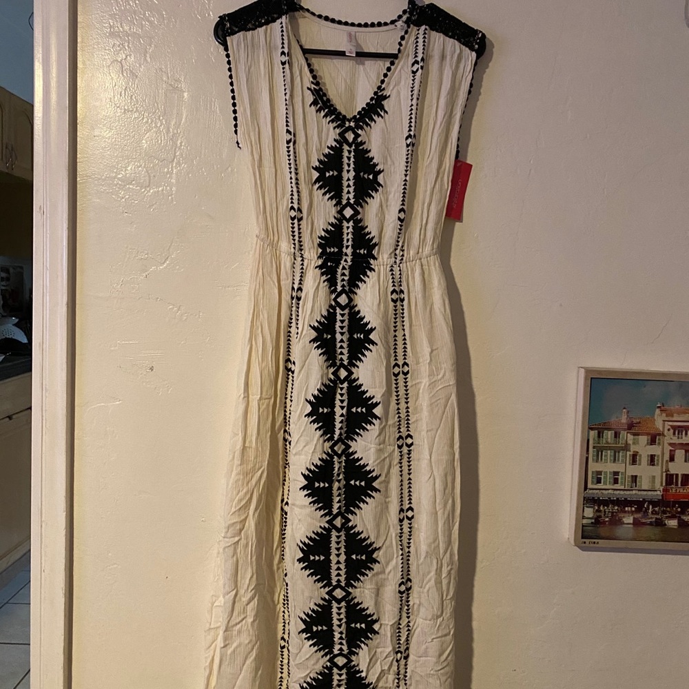 White dress with tribal design